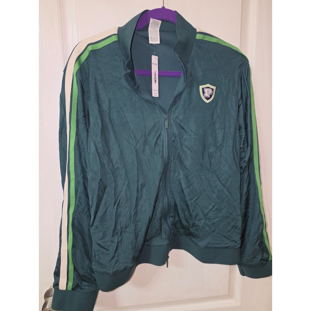 New Victoria's Secret PINK zipper track jacket XL green vintage stripes